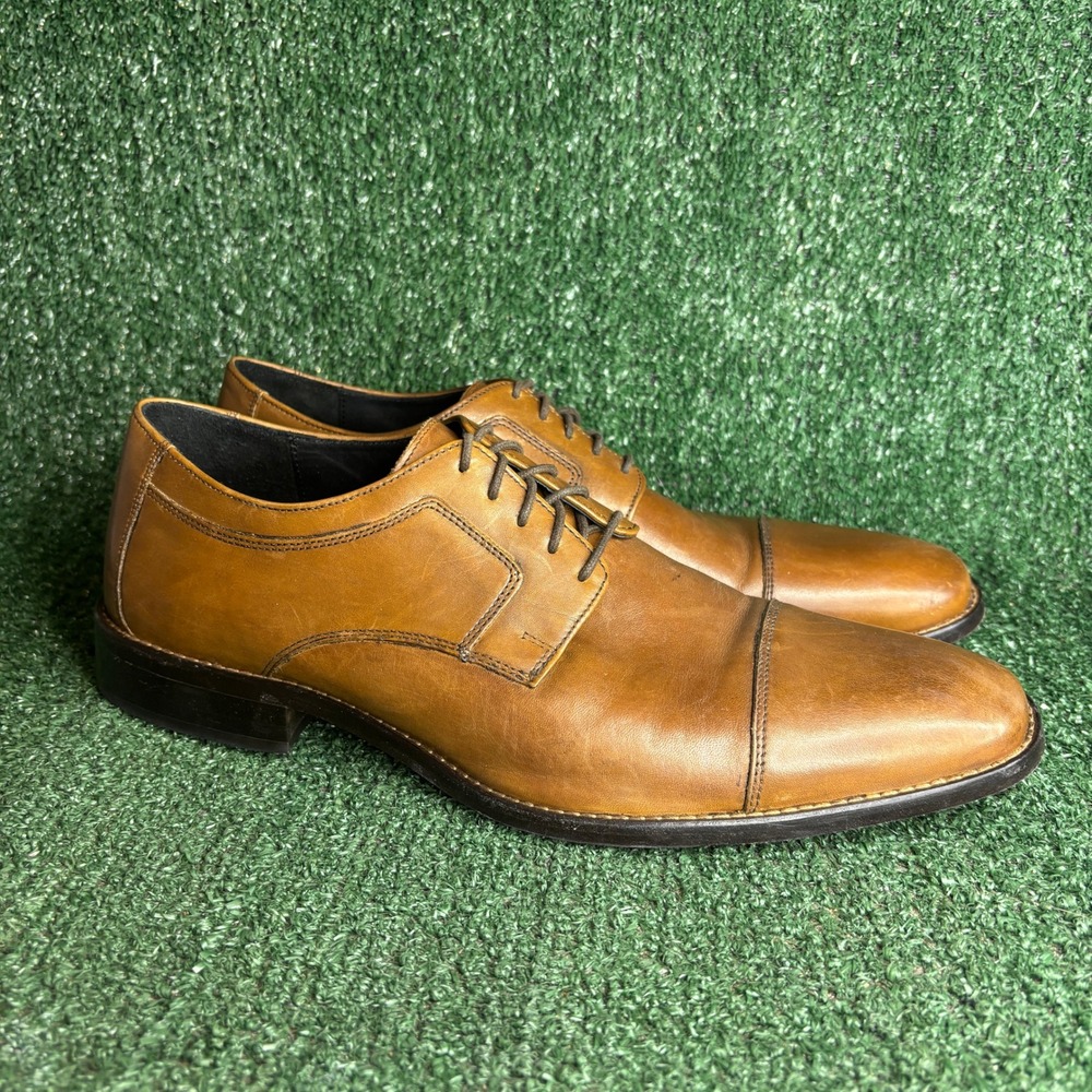 Johnson And Murphy Cap Toe Lace Up Leather Derby Dress Shoes Tan Mens Size‎ 13 M
